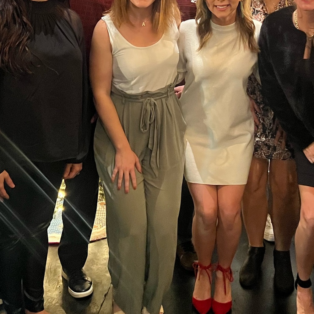 Green and white jumpsuit